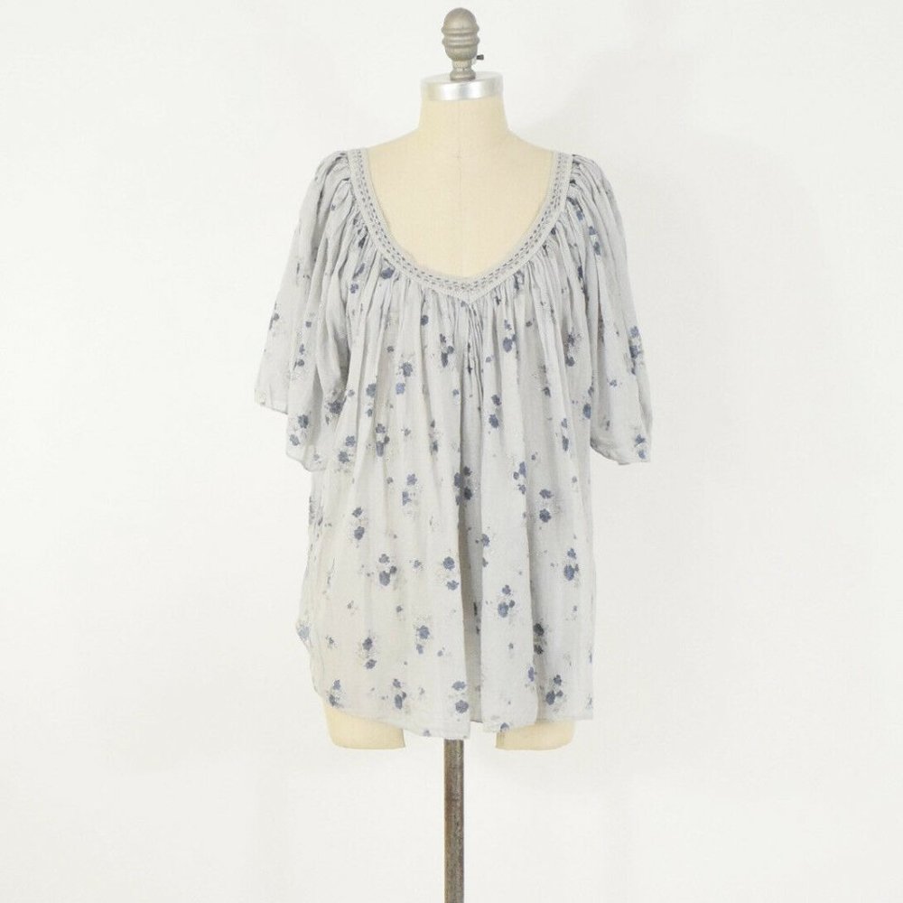 M Made in Italy Cotton Gauze Peasant Blouse